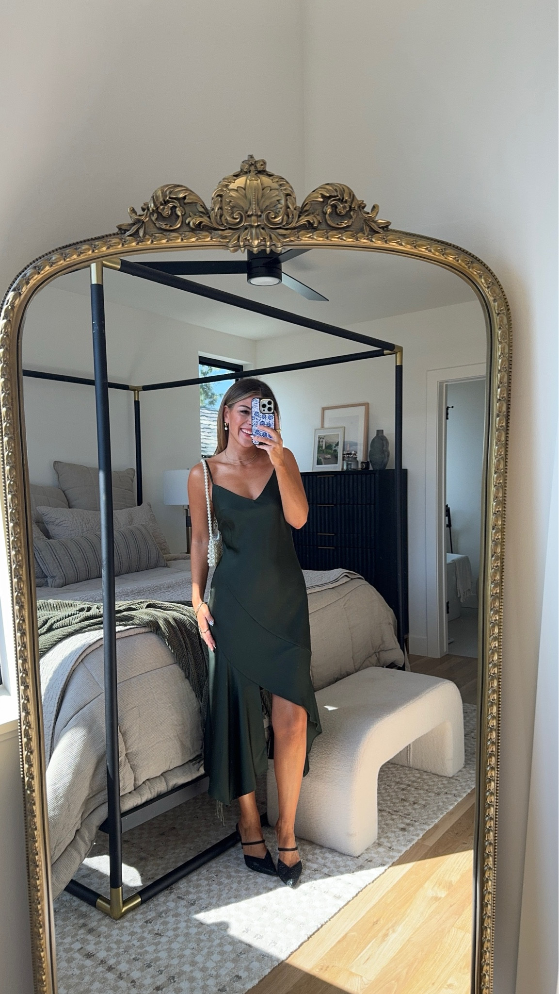 Walmart satin green midi dress fall special occasion dress affordable wedding guest dress. 

Sized down to an xs in dress. 

Dibs code: emerson [unbothered bronze & strawberry summer]

#LTKWedding #LTKParties #LTKFindsUnder50