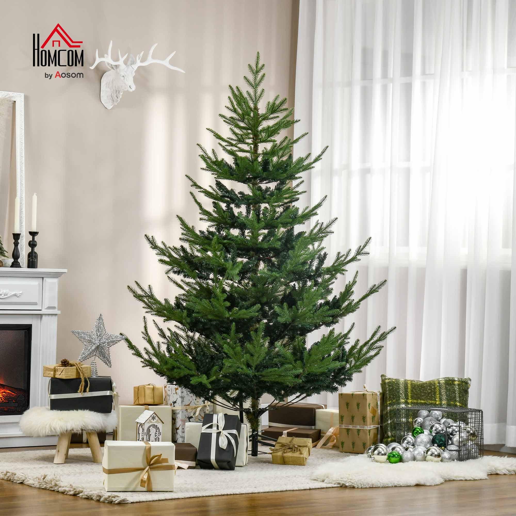 HOMCOM 6 Foot Artificial Christmas Tree, Nordic Pine Hinged Xmas Tree with 795 Realistic Branches... | Amazon (US)