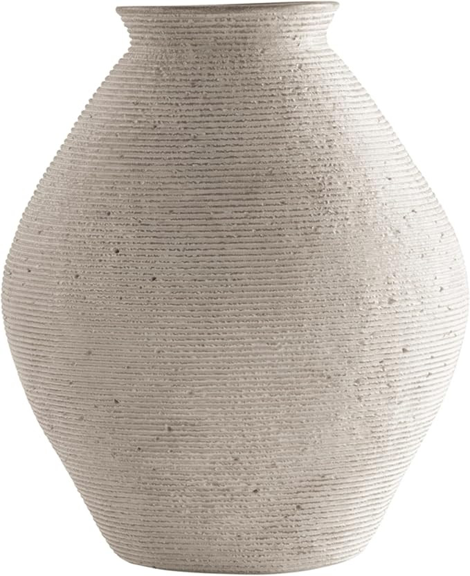 Signature Design by Ashley Hannela 12" Modern Distressed Polyresin Vase, Antique Tan | Amazon (CA)