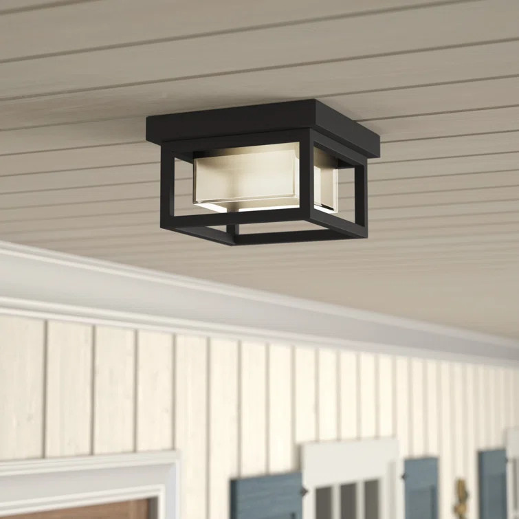 Tecca Matte Black LED Outdoor Flush Mount | Wayfair North America