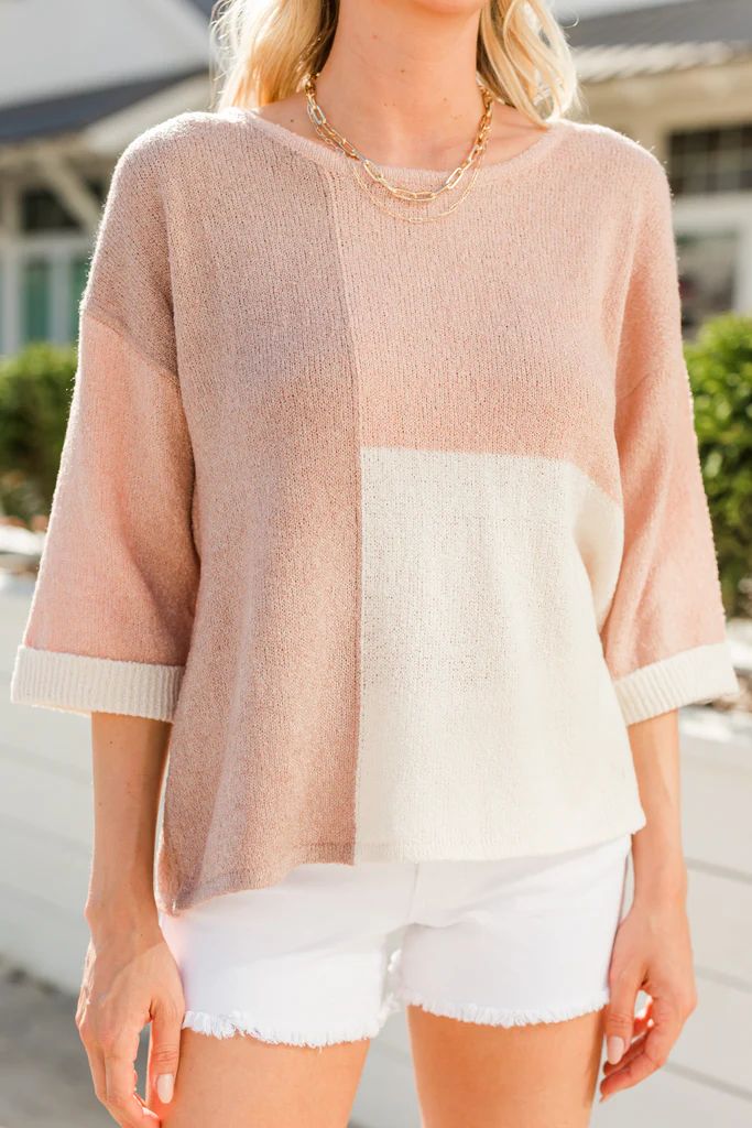 But Of Course Blush Pink Colorblock Sweater | The Mint Julep Boutique