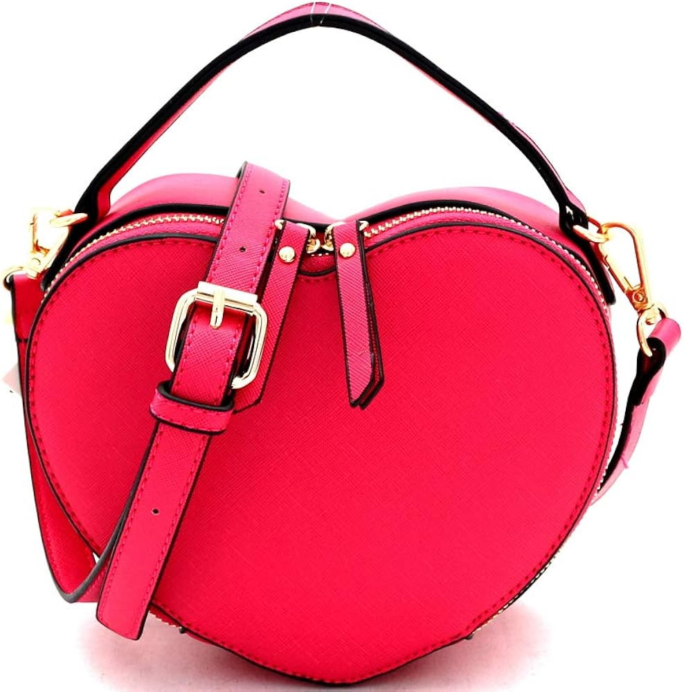 Trendeology Cute Heart Shape Girls Womens Vegan Leather Small Handle Satchel Crossbody Purse | Amazon (US)