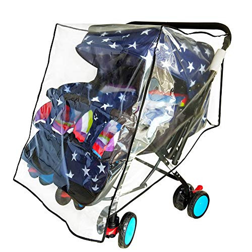 Weather Shield for Double Stroller Raincoat Universal Size Side by Side Baby Umbrella Stroller Rain Cover Scooter Twin Wind Shield Waterproof Jogger City (Side by Side) | Amazon (US)