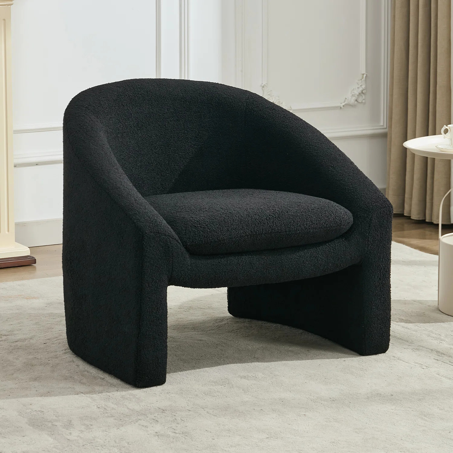 Modern Upholstered Barrel Accent Chair Cozy Round Boucle Arm Chair For Living Room, Guest Room | Wayfair North America