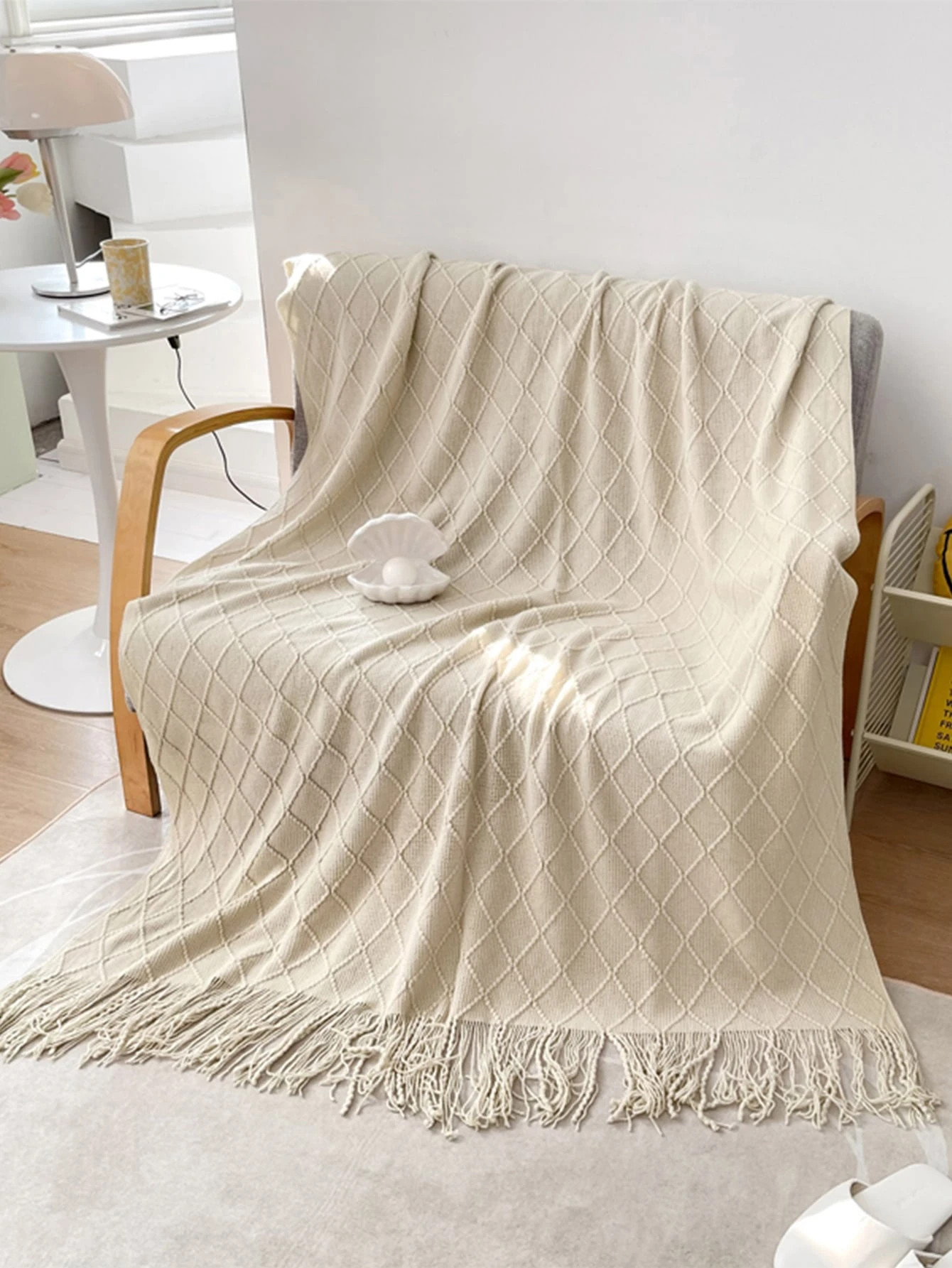 Solid Color Tassel Throw Blanket | SHEIN