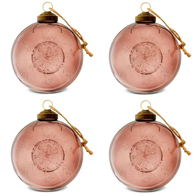 4 Count Brown Etched Snowflake Christmas Ball Ornaments, 4", by Holiday Time | Walmart (US)