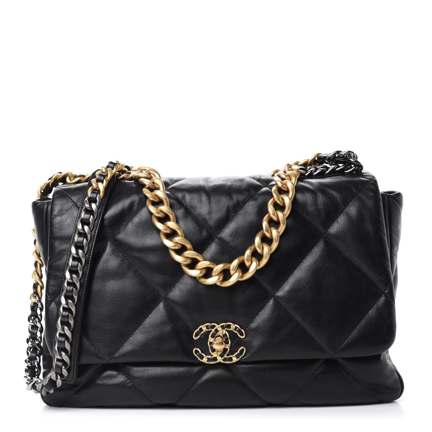 Goatskin Quilted Maxi Chanel 19 Flap Black | Fashionphile