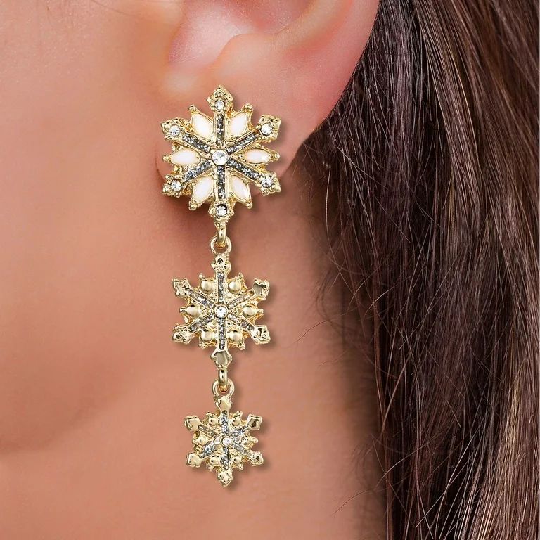 Packed Party Women's Goldtone Snow-Days Snowflake Motif Earrings | Walmart (US)