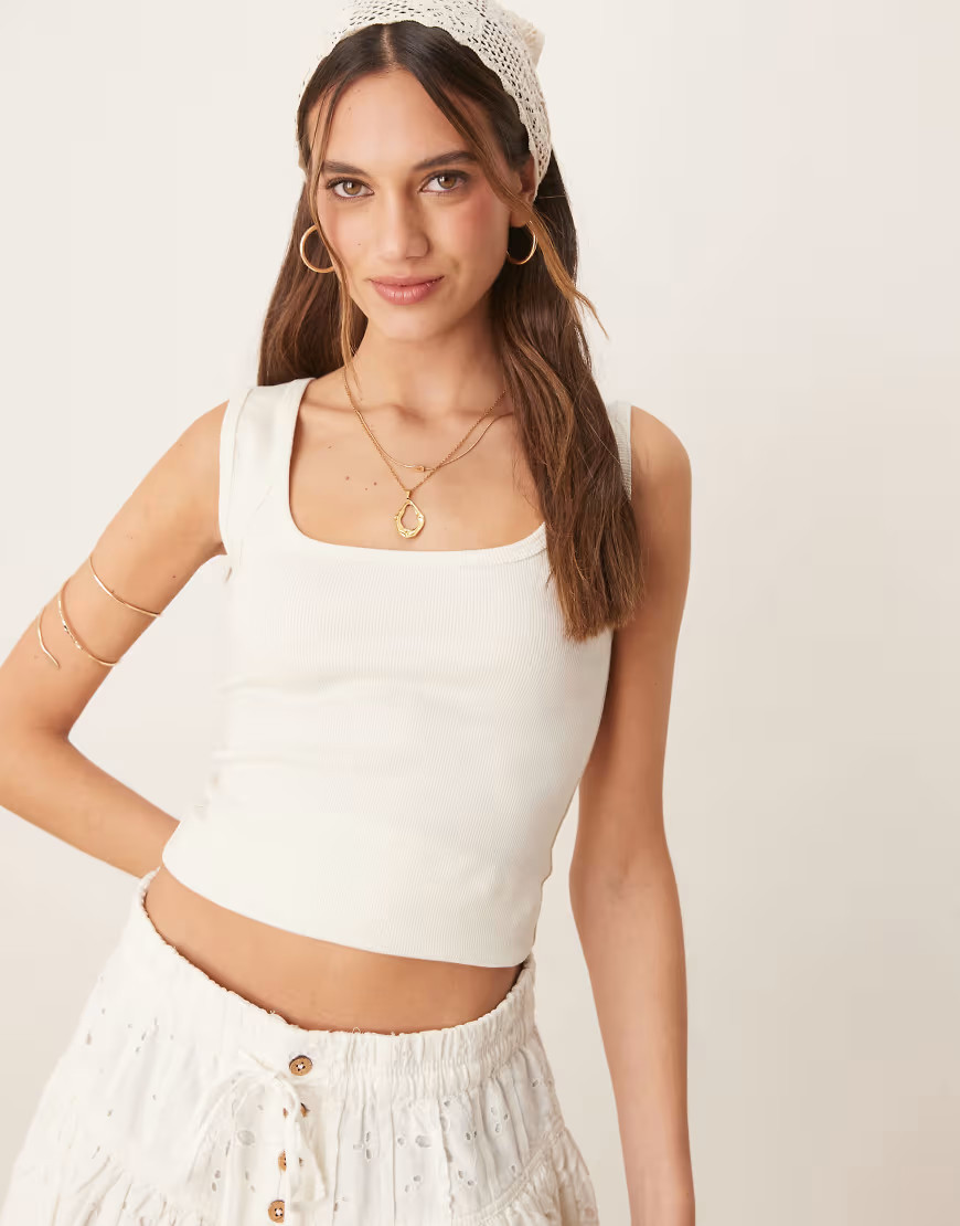 Free People hummingbird tank top in ivory-White | ASOS (Global)
