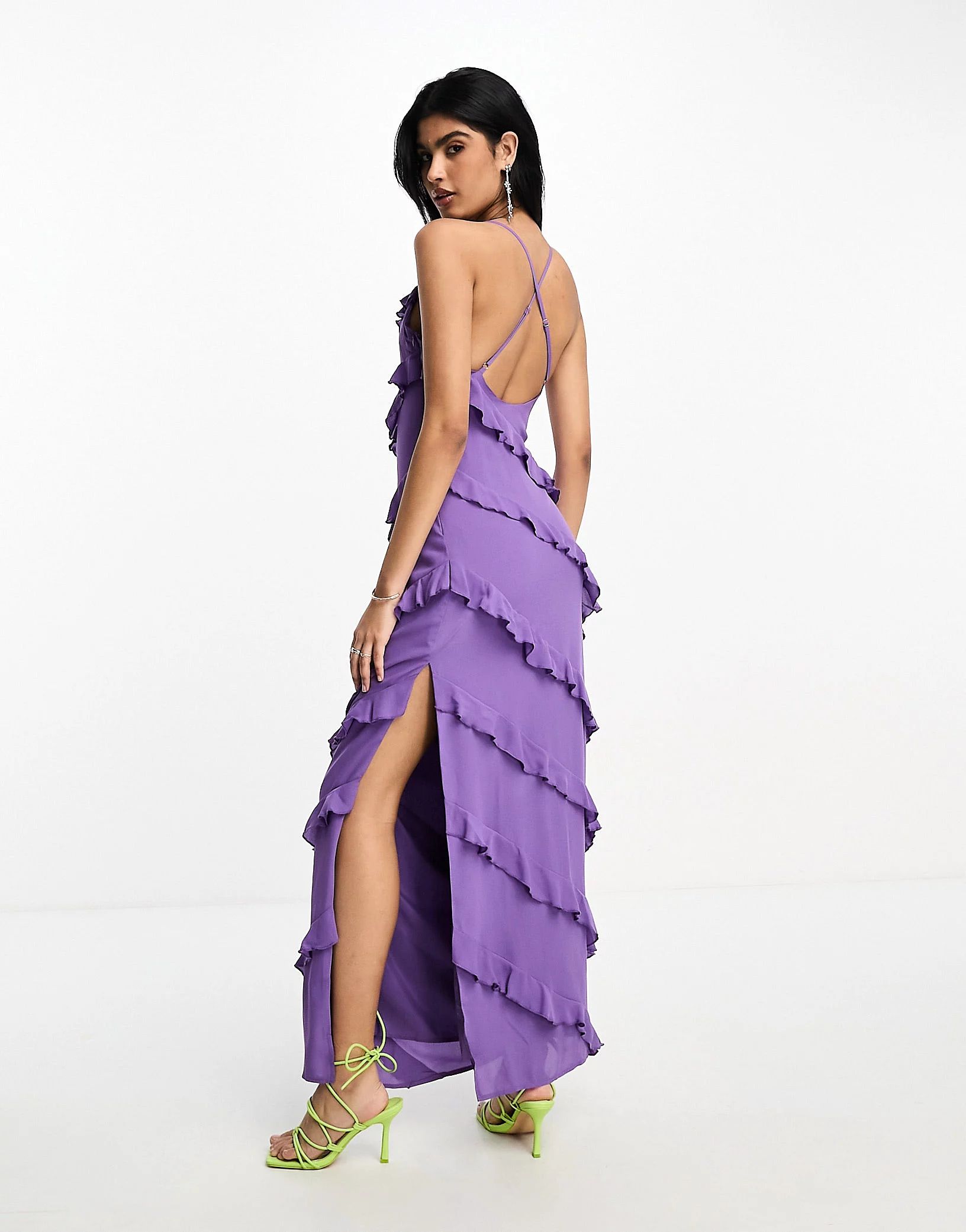 Pretty Lavish tiered ruffle maxi dress in iris | ASOS (Global)