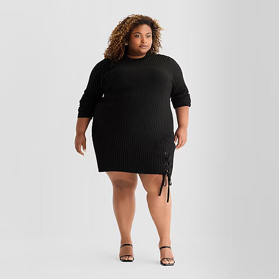 new!Ashley Graham Womens Plus Long Sleeve Sweater Dress | JCPenney