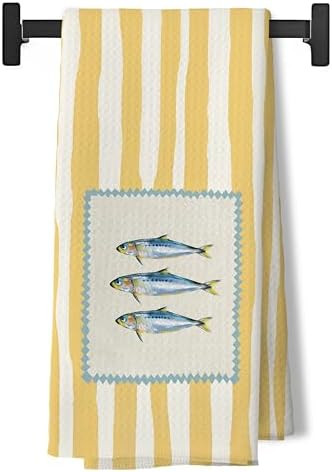 Coastal Fish Kitchen Towels, Ocean Bathroom Decor, Fish Lovers Gifts, Orange Striped Nautical Fis... | Amazon (US)