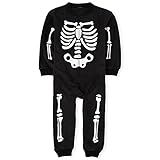 The Children's Place Kids' Halloween Fleece One Piece Zip Up Pajamas, Glow Skeleton, X-Small | Amazon (US)