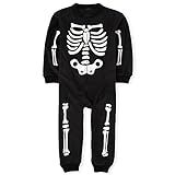 The Children's Place Kids' Halloween Fleece One Piece Zip Up Pajamas, Glow Skeleton, X-Small | Amazon (US)