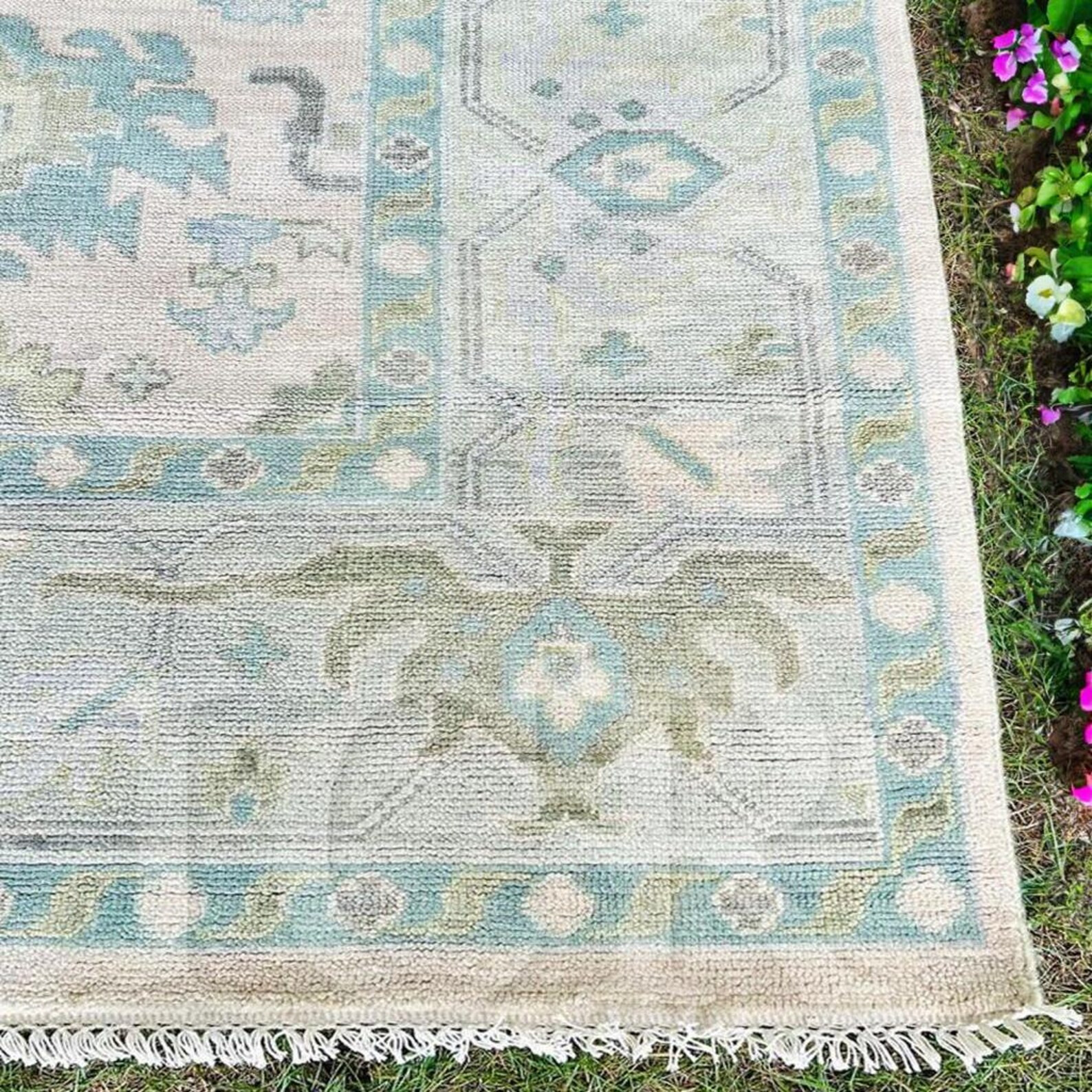 Oushak Rug Wool Area Carpet: Vintage Turkish Style 8x10 Pastel Muted, CONTEMPORARY OUSHAK | Etsy (Global)