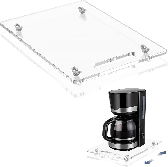 Sliding Tray for Coffee Maker, 9.8" x 14" Acrylic Appliance Sliders with Rubber Wheels, Coffee Po... | Amazon (US)