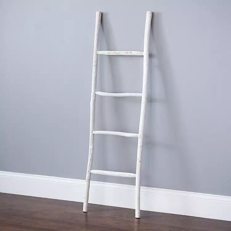 White Rustic Wooden Leaning Ladder | Kirkland's Home