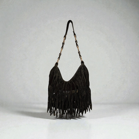 Pietro Alessandro Black Suede Snakeskin Fringe Shoulder Bag | Poshmark
