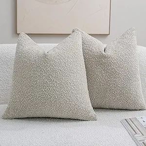 DEZENE Textured Boucle Euro Pillow Covers 26x26 Neutral for Bed Couch Sofa Living Room, Pack of 2... | Amazon (US)