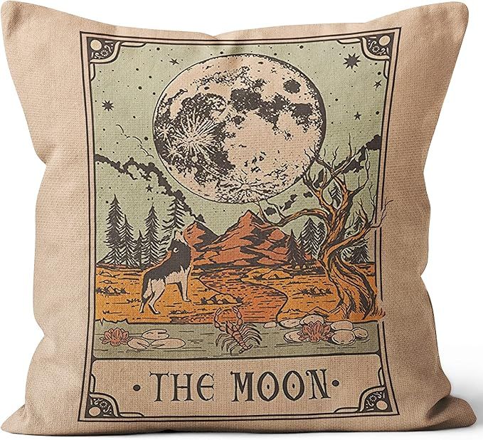 The Moon Tarot Theme Throw Pillow Case, Gift for Daughter, Sister, Gift for Astrology Lovers, Tar... | Amazon (US)