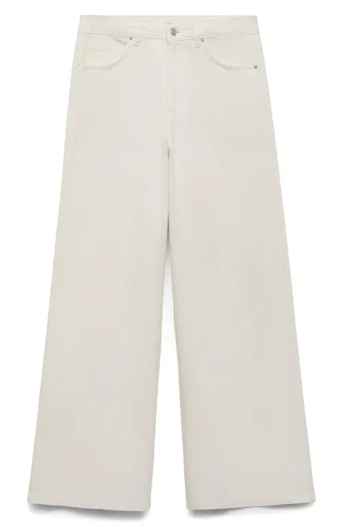 MANGO High Waist Wide Leg Jeans in White at Nordstrom, Size 2 | Nordstrom
