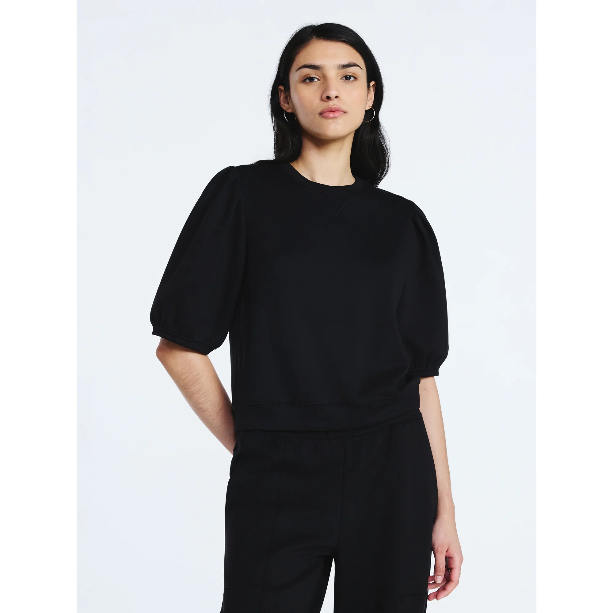 Scoop Women's and Women's Plus New Scubaknit Pleated Sleeve Top, Sizes XS-4X | Walmart (US)