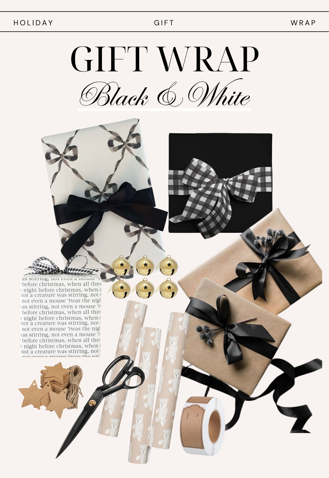 Gift wrap inspiration - black and white! Wrapping paper 

#LTKSeasonal #LTKGiftGuide #LTKHoliday