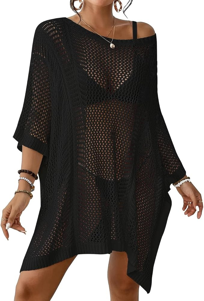 Bsubseach Women's Swimwear Cover Ups Crochet Tops for Women Swim Coverups Vacation Outfits for Wo... | Amazon (US)