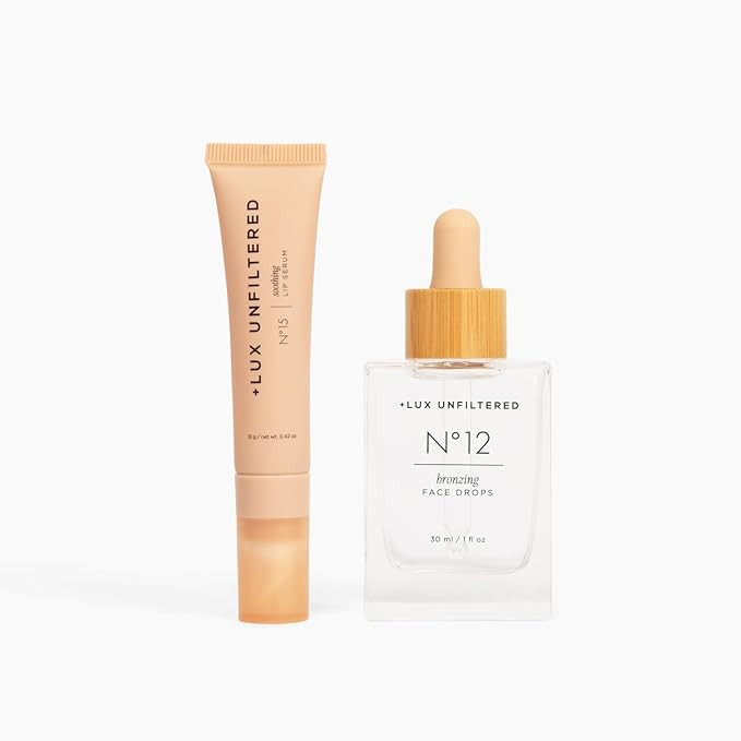 + Lux Unfiltered The Face Set with N°12 Bronzing Self Tanning Face Drops and N°15 Soothing Lip ... | Amazon (US)