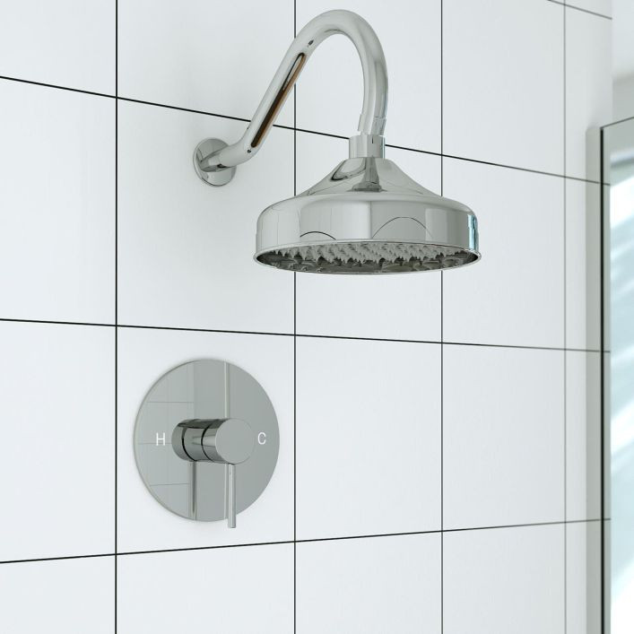 Tranquil Rainfall Shower Set with Round Shower Head and Round Valve | Vintage Tub & Bath