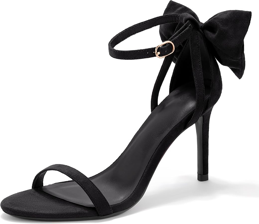 Coutgo Womens Ankle Strap High Heels Open Toe Stiletto Bow Tie Knot Heeled Sandals Fashion Weddin... | Amazon (US)