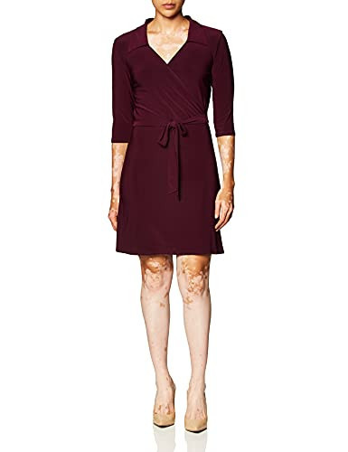 Star Vixen Women's 3/4 Sleeve Faux Wrap Dress, Purple, Small | Amazon (US)