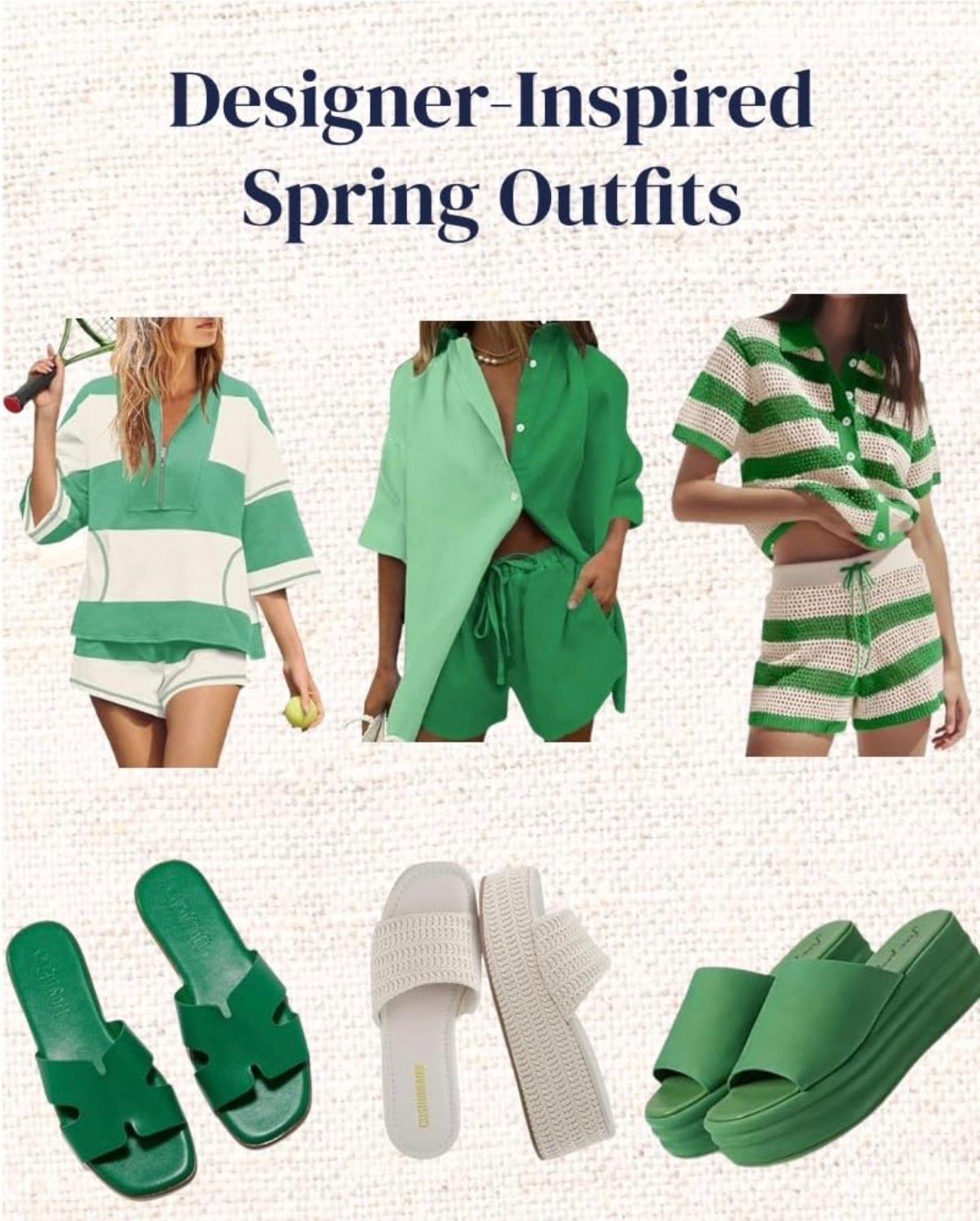 kelly green & white shorts sets for spring and summer! 🏝️

looking cute doesn’t need to break the bank! all of these spring outfits look designer but are affordable from amazon! 💚

.
.
travel outfit
airport outfit
women’s 2026 spring fashion
designer look for less activewear 
spring outfits 
spring matching sets
cute loungewear sets for spring
women’s slides sandals 


#LTKSeasonal #LTKootd #LTKTravel