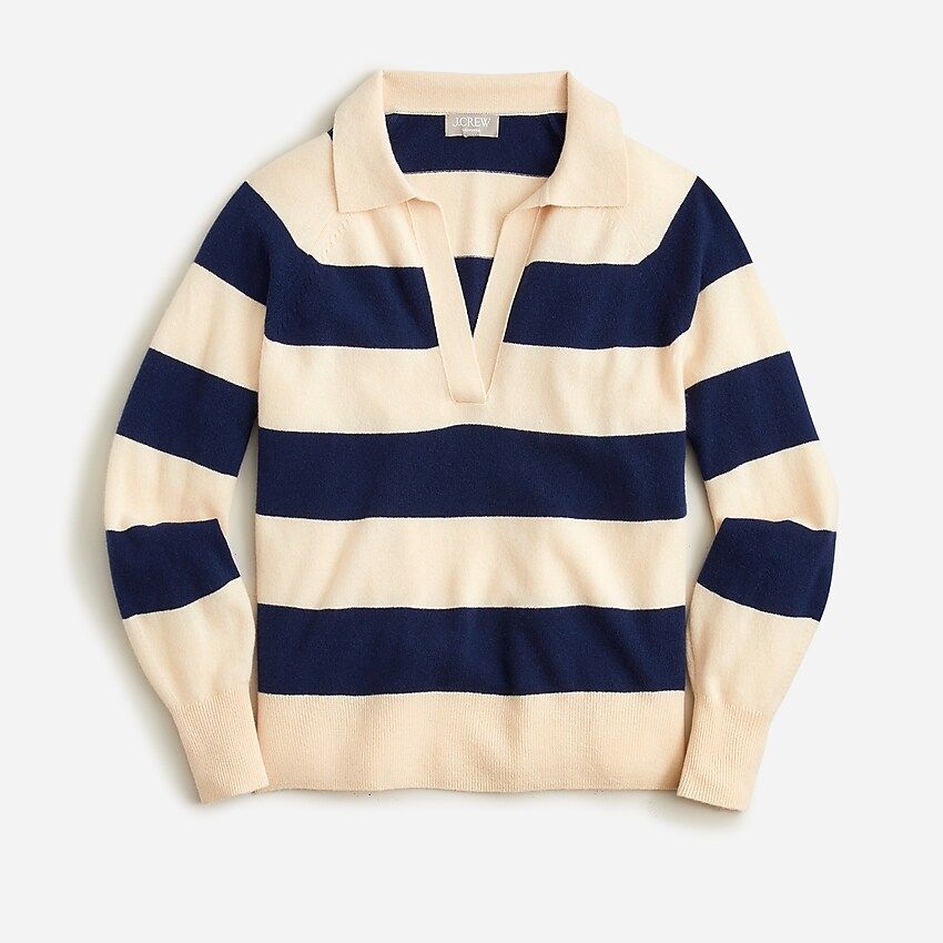 Cashmere collared sweater in rugby stripe | J.Crew US