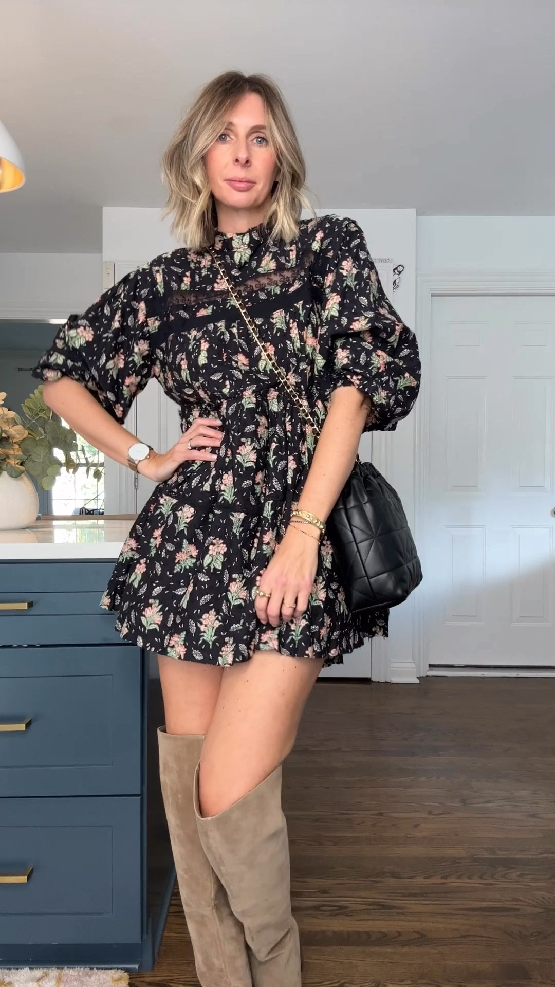 when anthro has 40% off sale prices, you find a dress that works for…thanksgiving, the holidays, spring and summer. we’re going to wear this all year round. you also moisturize the heck outta your legs!! i’ve been using uni and love it!! and when you don’t have a jacket that works, you throw on a scarf!! 🖤 

soooooo many of you have these target boots, so i wanted to show you another way to wear. linked similar for those who missed out. 👌 

size down in the dress. it’s generous. i’m in the xs. 

#effortlessstyle #styleover40 #anthrostyle #thanksgivingoutfit 

#LTKHoliday #LTKSaleAlert #LTKOver40