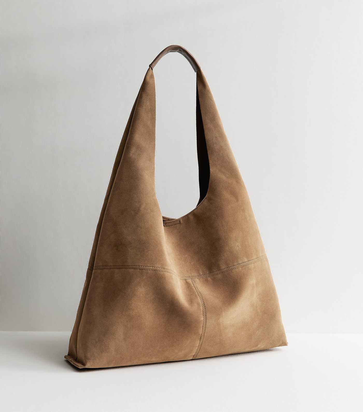 Camel Oversized Faux Suede Panel Tote Bag | New Look | New Look (UK)