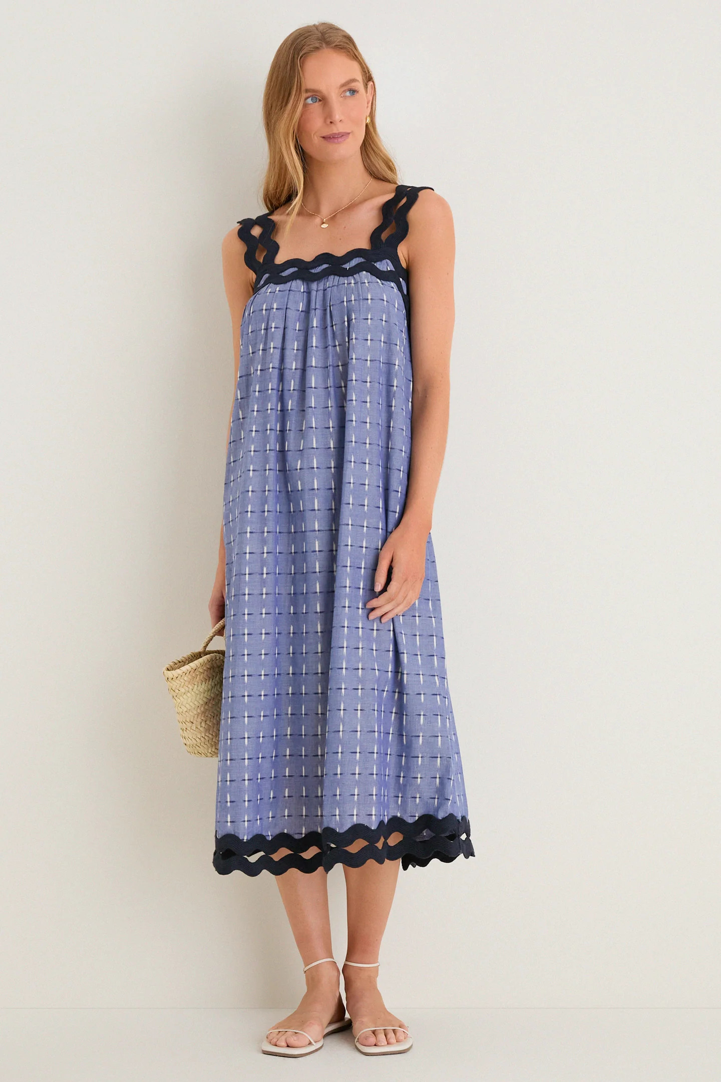 Azure Ikat Embroidered Ellis Dress | Tuckernuck (US)