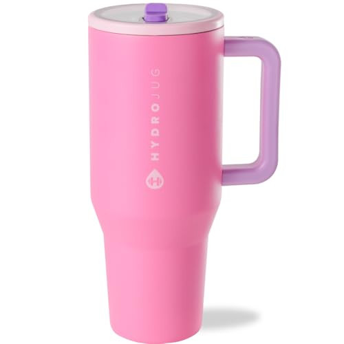 HydroJug Traveler - Modern 40 oz Tumbler with Handle & Simple Flip Straw - Car Cup Holder Friendly, Leak Resistant Water Bottle-Reusable Insulated Stainless Steel & Rubber Base - Gifts for Women & Men | Amazon (US)
