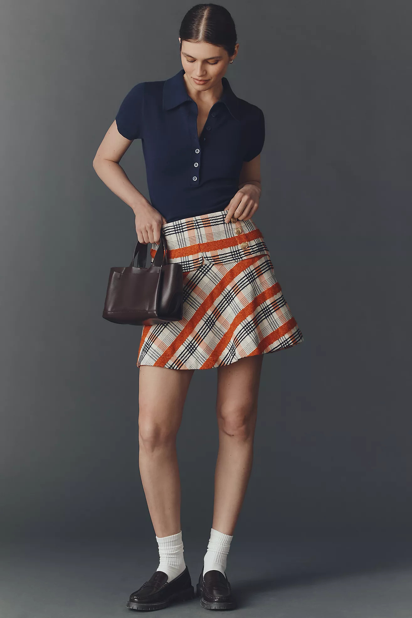 Maeve Tweed Button-Front Mini Skirt | Anthropologie (US)