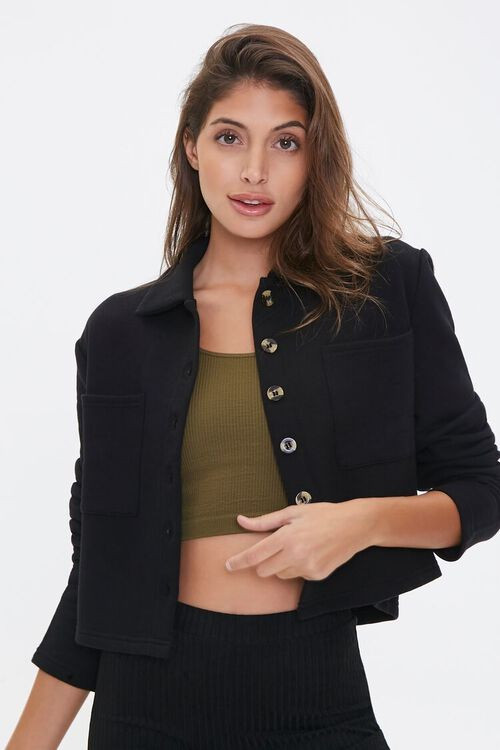 French Terry Cropped Shacket | Forever 21 (US)