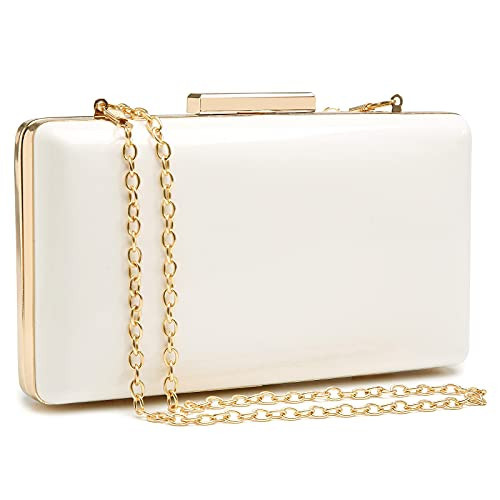 Dasein Women Evening Purses Clutch Bags Formal Party Clutches Wedding Purses Cocktail Prom Handbags (Patent Leather White) | Amazon (US)