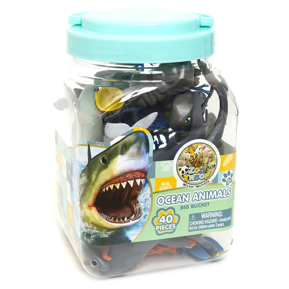 Zoo Troop Ocean Life Adventure Bucket – 40-Pieces Sea Creature Play Set for Kids Ages 3+ | Nove... | Walmart (US)