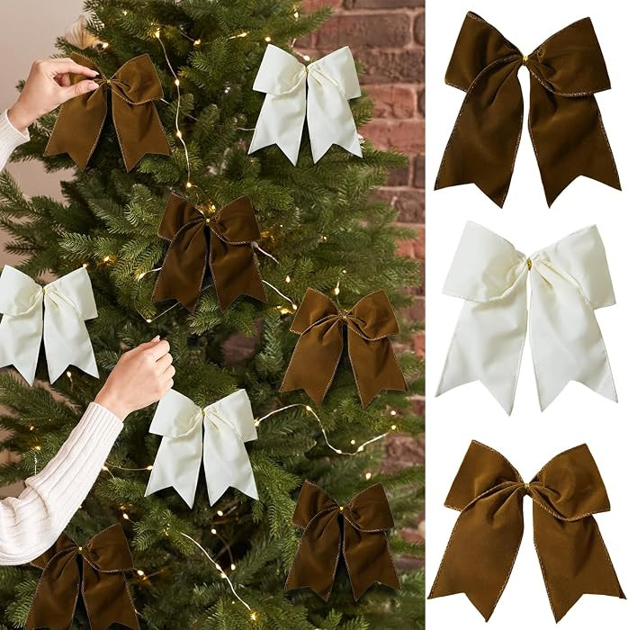 15 Pcs Velvet Bows for Christmas Tree - 6 Inch Vintage Velvet Ribbon Christmas Bows for Gift Wrap... | Amazon (US)
