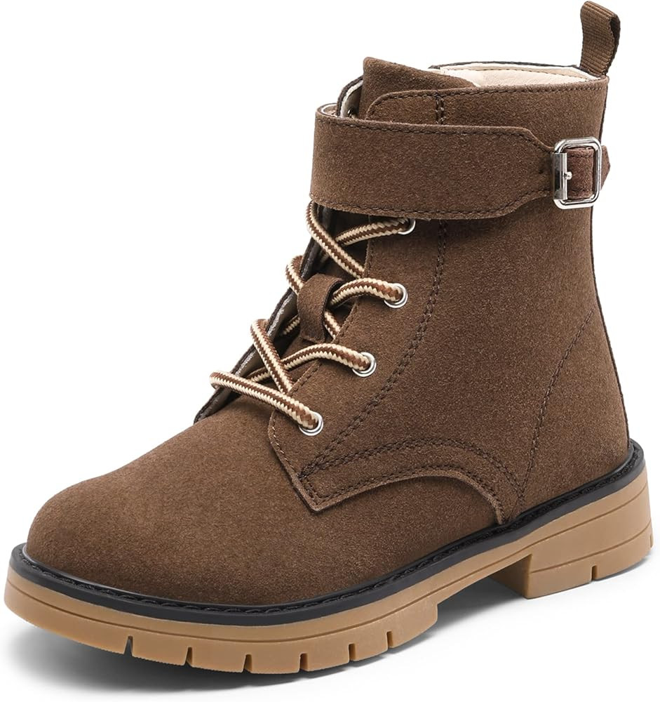 DREAM PAIRS Boys Girls Lace-up Combat Ankle Work Boots with Side Zipper(Little Kid/Big Kid) | Amazon (US)