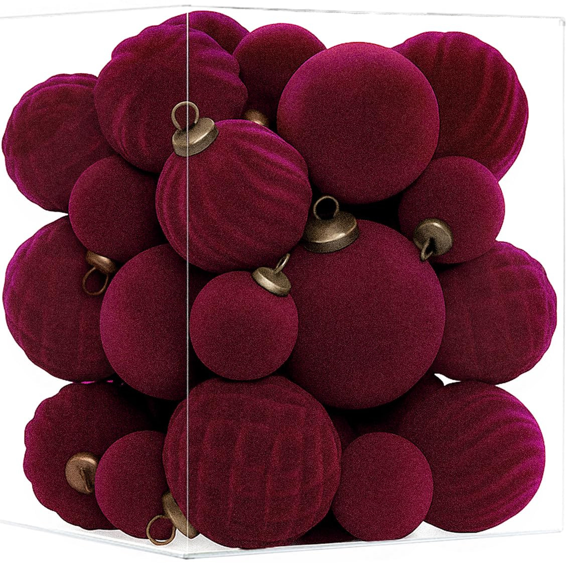 XmasExp 36PCS Velvet Christmas Ornaments Set Mixed Flocked Balls Ornaments Shatterproof Christmas... | Amazon (US)