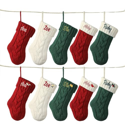 Infiher Personalized Mini Christmas Stockings with Embroidered Name & Monogram,Custom Knit Christmas Stocking for Baby Kids Family,1 Pack 9” Small Xmas Stockings for Fireplace Holiday Decor Gifts | Amazon (US)