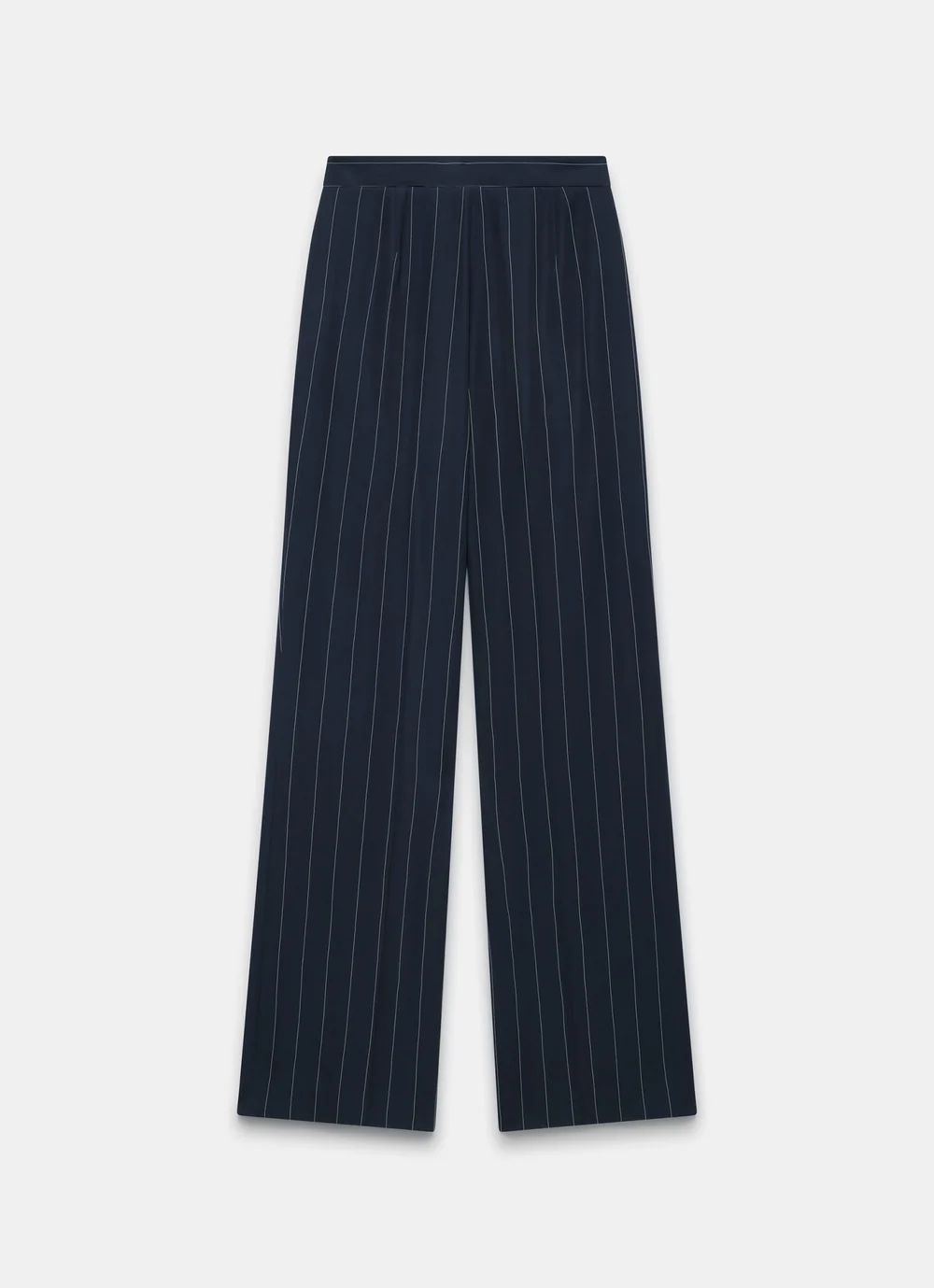 Navy Pinstripe Wide Trousers | Mint Velvet