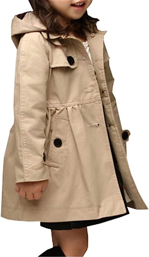 Betusline Little Girls Single Breasted Trench Coat Dress Outerwear, 3-10 Years | Amazon (US)