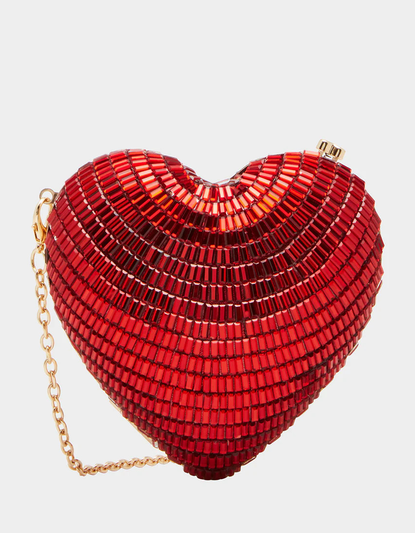 STOLE MY HEART RED | Women's Heart-Shaped Crossbody Handbag | Betsey Johnson