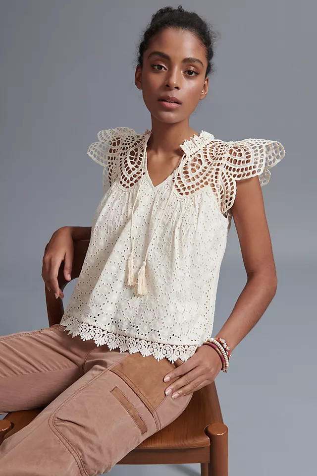 Charlize Eyelet Lace Blouse | Anthropologie | Anthropologie (US)
